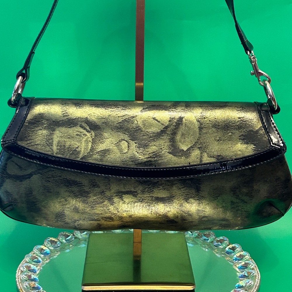 Wild Rose Gold and Black Metallic Bag Approx. 13 x 7 NWOT